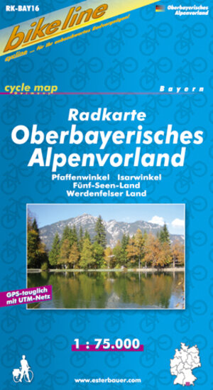 bikeline - Radkarte Oberbayerisches Alpenvorland  (BAY16): Pfaffenwinkel, Isarwinkel, Fünf-Seen-Land, Werdenfelser Land. GPS-tauglich mit UTM-Netz. Großblatt 7300 km². Mit Zentrums- und Ortsplänen