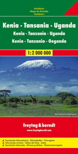 Freytag Berndt Autokarten, Kenya, Tanzania, Uganda: Mit Ortsverzeichnis. Mit Klimatabellen (Road Maps). 1:2 000 000