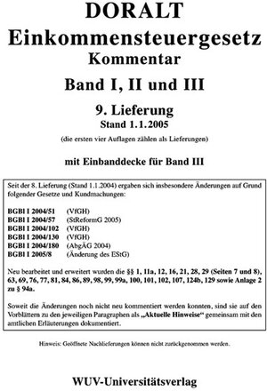 Buchcover Einkommensteuergesetz, 9. Ergänzungslieferung | Werner Doralt | EAN 9783851148947 | ISBN 3-85114-894-0 | ISBN 978-3-85114-894-7