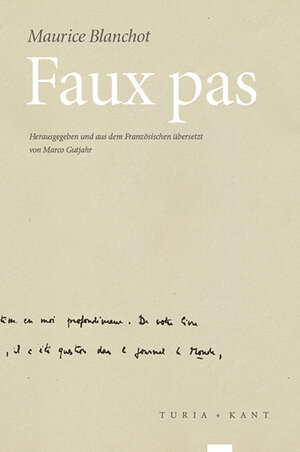 Buchcover Faux pas | Maurice Blanchot | EAN 9783851327731 | ISBN 3-85132-773-X | ISBN 978-3-85132-773-1