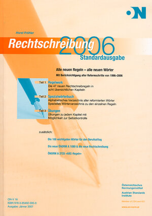 Buchcover Rechtschreibung 2006 | Horst Fröhler | EAN 9783854020950 | ISBN 3-85402-095-3 | ISBN 978-3-85402-095-0
