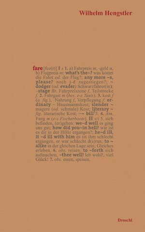 Buchcover Fare | Wilhelm Hengstler | EAN 9783854206422 | ISBN 3-85420-642-9 | ISBN 978-3-85420-642-2
