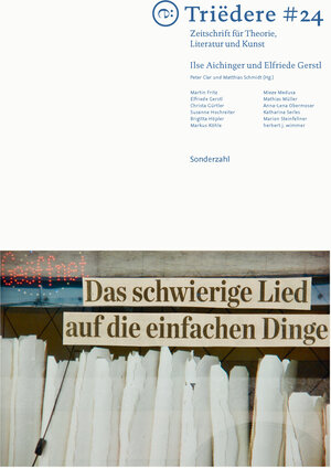 Buchcover Triëdere #24: Ilse Aichinger und Elfriede Gerstl  | EAN 9783854496311 | ISBN 3-85449-631-1 | ISBN 978-3-85449-631-1