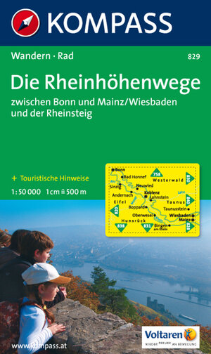 Die Rheinhöhenwege zwischen Bonn und Mainz/Wiesbaden und der Rheinweinpfad. 1:50.000