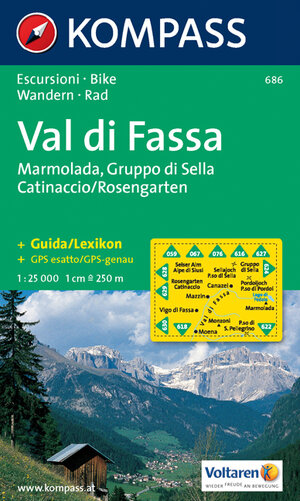 Val di Fassa, Marmolada, Gruppo di Sella: Wander- und Radtourenkarte. Carta escursionistica, cicloturistica. GPS-genau. 1:25.000