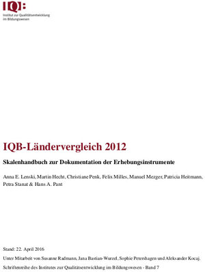 Buchcover IQB-Ländervergleich 2012 | Anna E. Lenski | EAN 9783860043172 | ISBN 3-86004-317-X | ISBN 978-3-86004-317-2