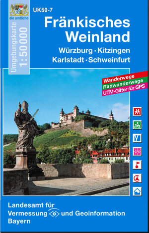 Fränkisches Weinland 1 : 50 000: Würzburg, Kitzingen, Karlstadt, Schweinfurt. Mit Wanderwegen, Radwanderwegen, UTM-Gitter für GPS (UK 50 - 07): ... Wanderwege, Radwanderwege, UTM-Gitter für GPS