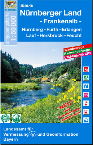 Nürnberger Land, Frankenalb 1 : 50 000: Nürnberg-Fürth-Erlangen-Lauf-Hersbruck-Feucht. Umgebungskarte. (UK 50-18)