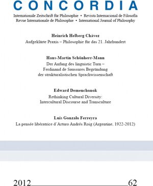 Buchcover Concordia - Internationale Zeitschrift für Philosophie Heft 62 | Raúl Fornet-Betancourt | EAN 9783861303442 | ISBN 3-86130-344-2 | ISBN 978-3-86130-344-2