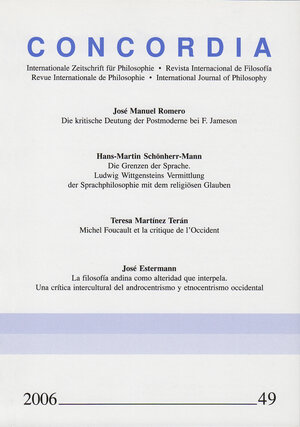 Buchcover Concordia - Internationale Zeitschrift für Philosophie Heft 49 | José Romero | EAN 9783861307822 | ISBN 3-86130-782-0 | ISBN 978-3-86130-782-2