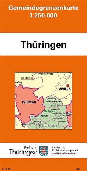 Buchcover Gemeindegrenzkarte Thüringen 1:250 000  | EAN 9783861402237 | ISBN 3-86140-223-8 | ISBN 978-3-86140-223-7