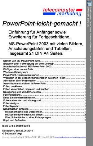 Buchcover PowerPoint-leicht-gemacht | Sebastian Vogt | EAN 9783863500030 | ISBN 3-86350-003-2 | ISBN 978-3-86350-003-0
