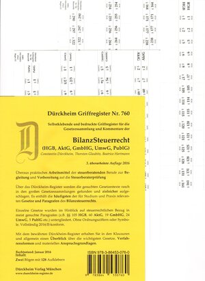 Buchcover BILANZSTEUERRECHT, Griffregister Nr. 760 für das Steuerberaterexamen (2016) | Thorsten Glaubitz | EAN 9783864530760 | ISBN 3-86453-076-8 | ISBN 978-3-86453-076-0