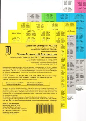 Buchcover STEUERERLASSE Dürckheim-Griffregister Nr. 1453 (2018/57.EL) mit Stichworten  | EAN 9783864531453 | ISBN 3-86453-145-4 | ISBN 978-3-86453-145-3