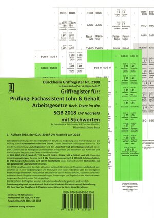 Buchcover Fachassistent Lohn und Gehalt (ArbR-SGB)/ Dürckheim-Griffregister Nr. 2108 (2018) | Constantin Dürckheim | EAN 9783864532108 | ISBN 3-86453-210-8 | ISBN 978-3-86453-210-8