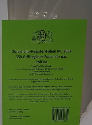 Buchcover 350 DürckheimRegister®-FOLIEN für das PolFHa (VDP) | Constantin von Dürckheim | EAN 9783864532634 | ISBN 3-86453-263-9 | ISBN 978-3-86453-263-4