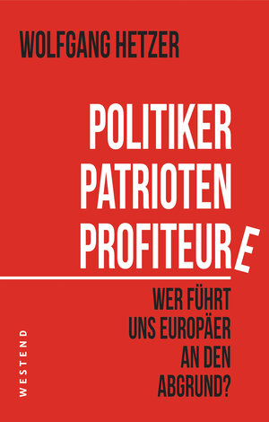 Buchcover Politiker, Patrioten, Profiteure | Wolfgang Hetzer | EAN 9783864895876 | ISBN 3-86489-587-1 | ISBN 978-3-86489-587-6
