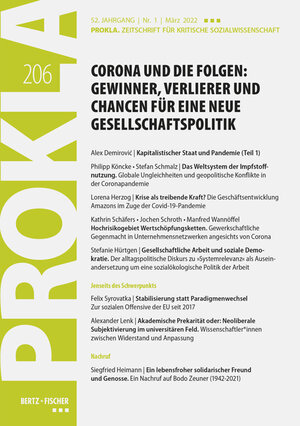 Buchcover Corona und die Folgen: Gewinner, Verlierer und Chancen für eine neue Gesellschaftspolitik | Prokla 206 | EAN 9783865059062 | ISBN 3-86505-906-6 | ISBN 978-3-86505-906-2