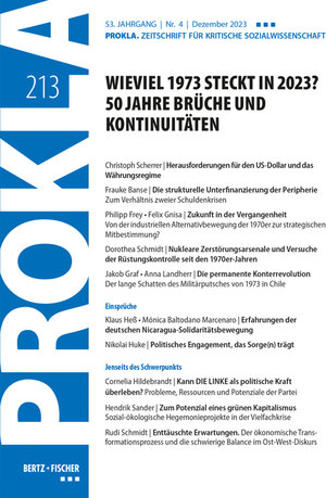 Buchcover Wieviel 1973 steckt in 2023? 50 Jahre Brüche und Kontinuitäten | Prokla 213 | EAN 9783865059130 | ISBN 3-86505-913-9 | ISBN 978-3-86505-913-0