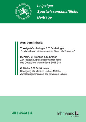 Buchcover Leipziger Sportwissenschaftliche Beiträge  | EAN 9783865418258 | ISBN 3-86541-825-2 | ISBN 978-3-86541-825-8