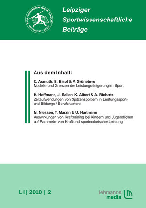 Buchcover Leipziger Sportwissenschaftliche Beiträge  | EAN 9783865418289 | ISBN 3-86541-828-7 | ISBN 978-3-86541-828-9