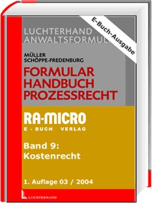 Buchcover Formularhandbuch Prozessrecht | Bernd Müller | EAN 9783865901071 | ISBN 3-86590-107-7 | ISBN 978-3-86590-107-1