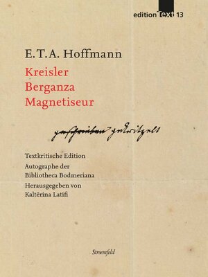 Buchcover Kreisler. Berganza. Magnetiseur. | E T A Hofmann | EAN 9783866001831 | ISBN 3-86600-183-5 | ISBN 978-3-86600-183-1