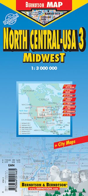 North Central-USA 3. Midwest 1 : 3 000 000. Road Map + City Maps: Kansas City & Region, St. Louis & Region, St. Louis, Greater Chicago, Chicago, ... - St. Paul , Minneapolis, St. Paul. Laminiert