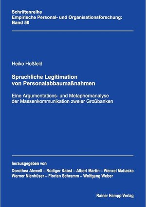 Buchcover Sprachliche Legitimation von Personalabbaumaßnahmen | Heiko Hoßfeld | EAN 9783866187382 | ISBN 3-86618-738-6 | ISBN 978-3-86618-738-2