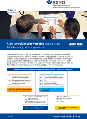 Buchcover KB 011-2 Arbeitsmedizinische Vorsorge nach ArbMedVV  | EAN 9783868251975 | ISBN 3-86825-197-9 | ISBN 978-3-86825-197-5