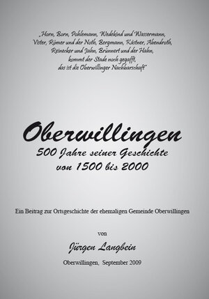 Buchcover Oberwillingen | Jürgen Langbein | EAN 9783868701326 | ISBN 3-86870-132-X | ISBN 978-3-86870-132-6