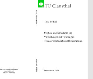 Buchcover Synthese und Strukturen von Verbindungen mit verknüpften Tetracarbonatodichrom(II)-Komplexen | Tabea Bodlien | EAN 9783869488332 | ISBN 3-86948-833-6 | ISBN 978-3-86948-833-2