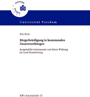 Buchcover Bürgerbeteiligung in kommunalen Zusammenhängen | Kati Storl | EAN 9783869560168 | ISBN 3-86956-016-9 | ISBN 978-3-86956-016-8