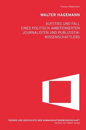 Buchcover Walter Hagemann | Thomas Wiedemann | EAN 9783869621791 | ISBN 3-86962-179-6 | ISBN 978-3-86962-179-1