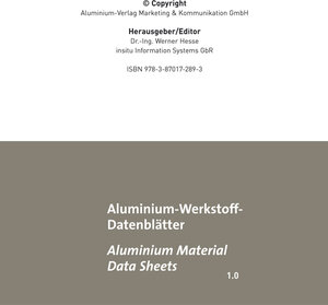 Buchcover Aluminium-Werkstoff-Datenblätter /Aluminium Material Data Sheets | Wenrer Hesse | EAN 9783870172893 | ISBN 3-87017-289-4 | ISBN 978-3-87017-289-3