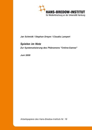 Buchcover Spielen im Netz - Zur Systematisierung des Phänomens „Online-Games“ | Jan Schmidt | EAN 9783872961082 | ISBN 3-87296-108-X | ISBN 978-3-87296-108-2