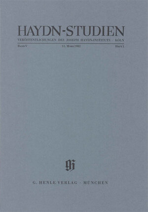 Buchcover Haydn-Studien. Veröffentlichungen des Joseph Haydn-Instituts Köln. Band V, Heft 1, Mai 1980 | Friedrich Lippmann | EAN 9783873281448 | ISBN 3-87328-144-9 | ISBN 978-3-87328-144-8