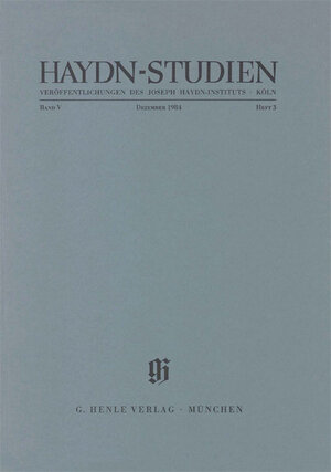 Buchcover Haydn-Studien. Veröffentlichungen des Joseph Haydn-Instituts Köln. Band V, Heft 3, Dezember 1984 | Georg Feder | EAN 9783873281462 | ISBN 3-87328-146-5 | ISBN 978-3-87328-146-2