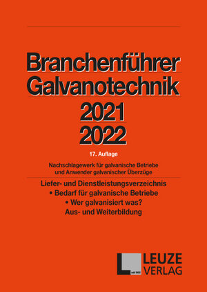 Buchcover Branchenführer Galvanotechnik 17. Auflage 2021/2022 | Heinz Käsinger | EAN 9783874803656 | ISBN 3-87480-365-1 | ISBN 978-3-87480-365-6