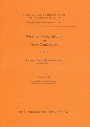 Buchcover Répertoire Géographique des Textes Cunéiformes | Francois Vallat | EAN 9783882264845 | ISBN 3-88226-484-5 | ISBN 978-3-88226-484-5