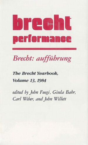 Buchcover Brecht: aufführung  | EAN 9783883773506 | ISBN 3-88377-350-6 | ISBN 978-3-88377-350-6
