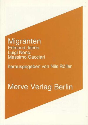 Buchcover Migranten | Edmond Jabès | EAN 9783883961262 | ISBN 3-88396-126-4 | ISBN 978-3-88396-126-2