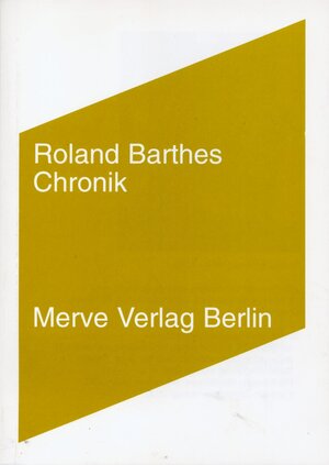 Buchcover Chronik | Roland Barthes | EAN 9783883961880 | ISBN 3-88396-188-4 | ISBN 978-3-88396-188-0