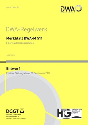 Buchcover Merkblatt DWA-M 511 Filtern mit Geokunststoffen (Entwurf) | EAN 9783887213626 | ISBN 3-88721-362-9 | ISBN 978-3-88721-362-6