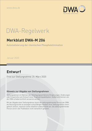 Buchcover Merkblatt DWA-M 206 Automatisierung der chemischen Phosphatelimination (Entwurf)  | EAN 9783887219208 | ISBN 3-88721-920-1 | ISBN 978-3-88721-920-8