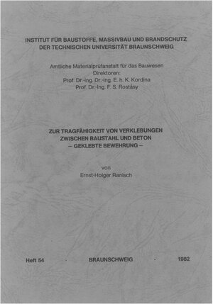 Buchcover Zur Tragfähigkeit von Verklebungen zwischen Baustahl und Beton - geklebte Bewehrung | Ernst H Ranisch | EAN 9783892880103 | ISBN 3-89288-010-7 | ISBN 978-3-89288-010-3