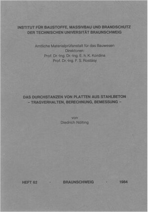 Buchcover Das Durchstanzen von Platten aus Stahlbeton | Diedrich Nölting | EAN 9783892880127 | ISBN 3-89288-012-3 | ISBN 978-3-89288-012-7