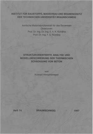 Buchcover Strukturorientierte Analyse und Modellbeschreibung der thermischen Schädigung von Beton | Konrad Hinrichsmeyer | EAN 9783892880158 | ISBN 3-89288-015-8 | ISBN 978-3-89288-015-8