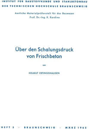 Buchcover Über den Schalungsdruck von Frischbeton | Helmut Ertingshausen | EAN 9783892880608 | ISBN 3-89288-060-3 | ISBN 978-3-89288-060-8