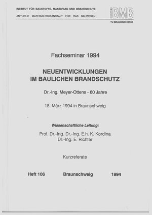 Buchcover Neuentwicklungen im baulichen Brandschutz : Dr. Meyer-Ottens 60 Jahre  | EAN 9783892880851 | ISBN 3-89288-085-9 | ISBN 978-3-89288-085-1